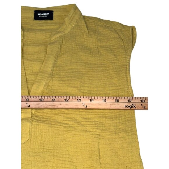 Monrow Womens Sleeveless  mustard color V-Neck Top - Eco-Friendly Organic Cotton - Picture 7 of 9
